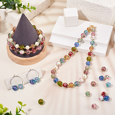 1 Strand Handmade Glod Sand Lampwork Beads Strands LAMP-TA0002-09F-1