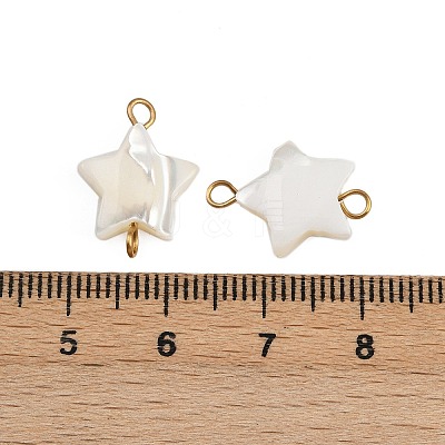 Natural Shell Star Connector Charms STAS-D378-26G-1