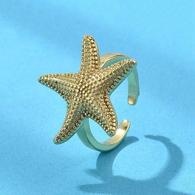 Starfish Brass Cuff Rings for Women LS-RJEW-C123-02G-1