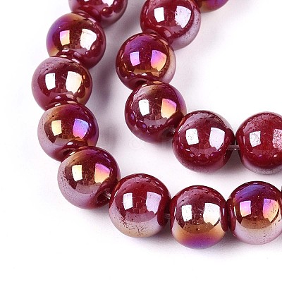 Electroplate Opaque Glass Beads Strands LS-GLAA-T032-P8mm-AB23-1