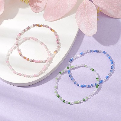 Grass Round Beaded Stretch Bracelet for Women BJEW-JB09701-1