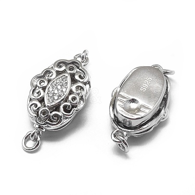 Anti-Tarnish Rhodium Plated 925 Sterling Silver Box Clasps STER-L057-010P-1