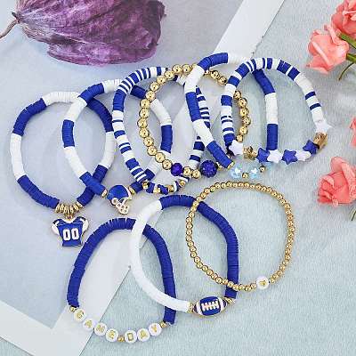 1 Set Handmade Polymer Clay Heishi Beads Stretch Bracelets Set BJEW-SZ0002-67A-04-1
