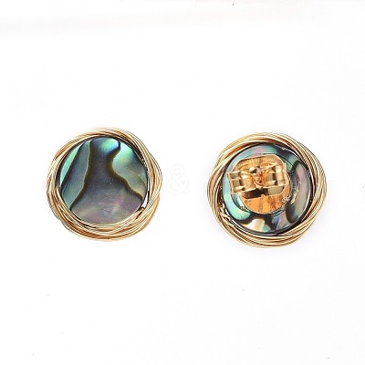 Abalone Shell/Paua Shell Stud Earrings EJEW-JE03864-02-1