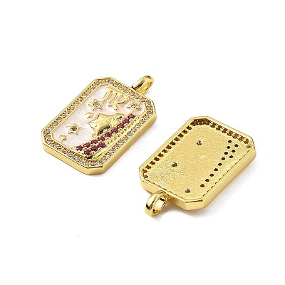Brass Micro Pave Cubic Zirconia Pendants with Enamel KK-Z114-01G-1