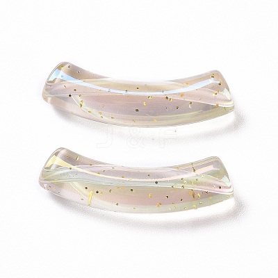 UV Plating Iridescent Transparent Acrylic Beads X-OACR-A016-02-1