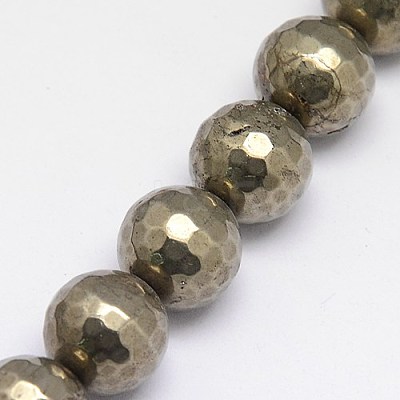 Natural Pyrite Beads Strands G-L031-14mm-03-1