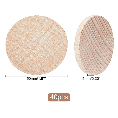 40Pcs Unfinished Beech Wooden Round Pieces WOOD-PH0009-48-1