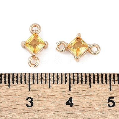 Brass Pave Glass Rhombus Links Connector Charms X1-GLAA-Q088-001D-1