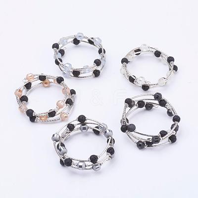 Electroplate Glass Bead Wrap Bracelets BJEW-JB03260-1