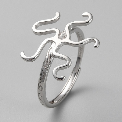Anti-Tarnish Rhodium Plated 925 Sterling Silver Adjustable Rings Base STER-WH0011-27P-1