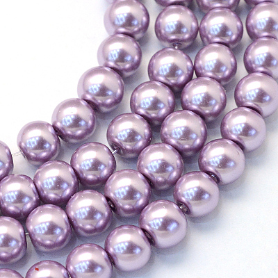 Baking Paint Pearlized Glass Pearl Round Bead Strands X-HY-Q003-10mm-44-1