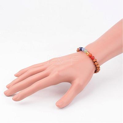 Wood Beaded Kids Stretch Bracelets BJEW-JB02328-1