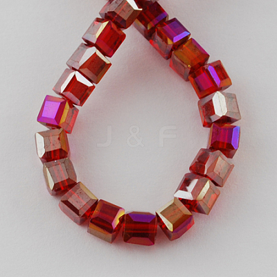 Electroplate Glass Beads Strands EGLA-R030-8x8mm-04-1