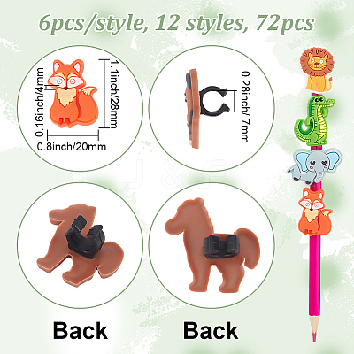 72Pcs 12 Style PVC Plastic Cartoon Style Straw Toppers FIND-DR0001-04-1