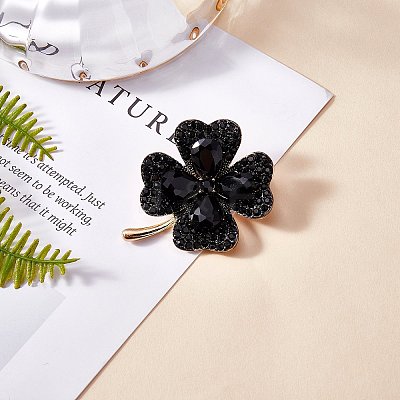 Cubic Zirconia Clover Brooch Pin JBR105F-1