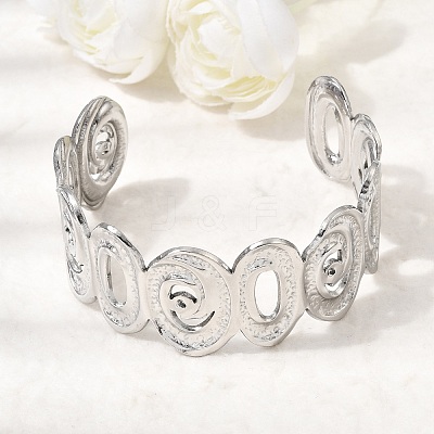 Hammered 304 Stainless Steel Cuff Bangles for Women BJEW-T030-02P-1