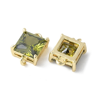 Brass Pave Cubic Zirconia Connector Charms KK-F892-53G-06-1
