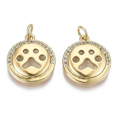 Brass Micro Pave Clear Cubic Zirconia Pendants KK-S061-64G-NR-1