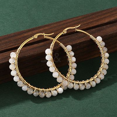 Beaded Hoop Earrings X-EJEW-JE03830-01-1