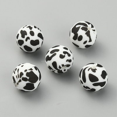 Leopar Print Pattern Silicone Beads SIL-TAC0003-06C-1