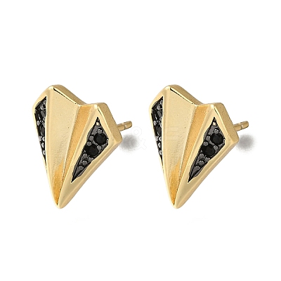 Rack Plating Brass Micro Pave Cubic Zirconia Stud Earring EJEW-C101-03G-1