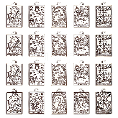 40Pcs 8 Style Tibetan Style Alloy Pendants FIND-NB0003-49-1