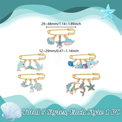 5Pcs Brass Brooches JEWB-GA00003-1