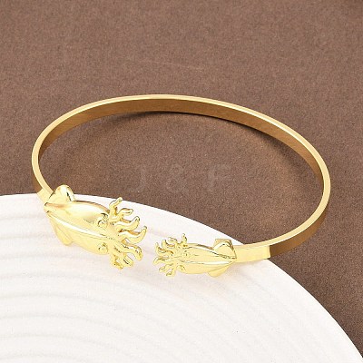 Marine Organism Brass Cuff Bangles for Women BJEW-D368-03M-G-1