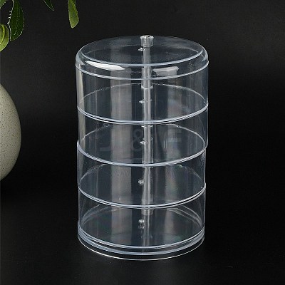 Rotatable 4-Layer Plastic Jewelry Storage Box AJEW-YW0001-14-1