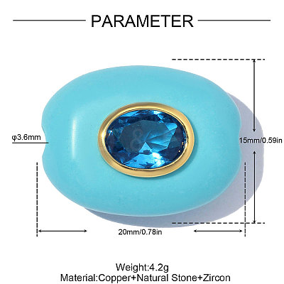 Brass Micro Pave Cubic Zirconia & Synthetic Turquoise Beads GG-OY001-06G-03-1
