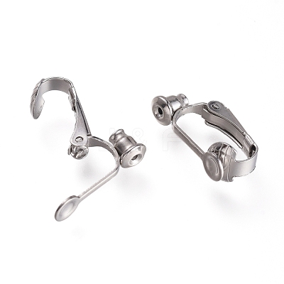 Tarnish Resistant 304 Stainless Steel Clip-on Earring Converters Findings STAS-O110-20P-1