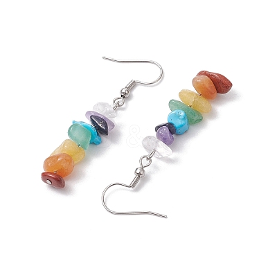 Natural Mixed Stone & Synthetic Turquoise Dangle Earrings EJEW-JE06032-1