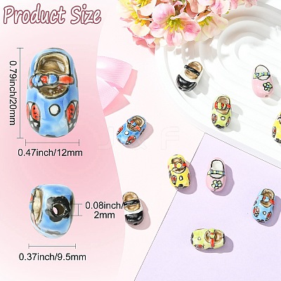 10Pcs 5 Colors Handmade Printed Porcelain Beads PORC-CJ0001-33-1