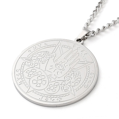 Non-Tarnish 304 Stainlessa Steel Curb Chain Pendant Necklaces LS-NJEW-H034-06P-1