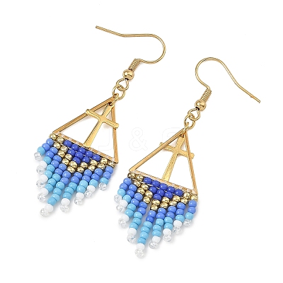Glass Beads Braided Dangle Earrings EJEW-MZ00786-1