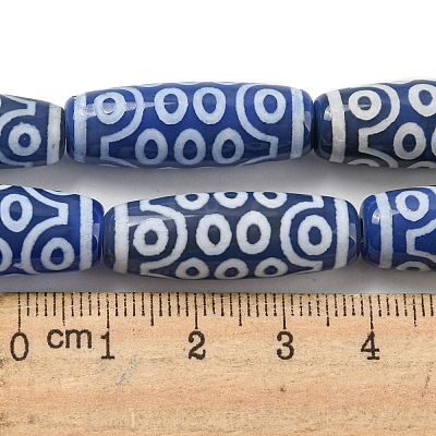 Blue Tibetan Style dZi Beads Strands TDZI-NH0001-B02-01-1