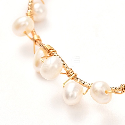 Natural Pearl Braided Bangle for Girl Women BJEW-JB06830-01-1