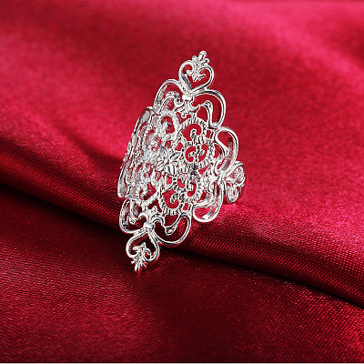 Hollow Out Flower Brass Finger Rings for Women FS-WG816AE-01-1