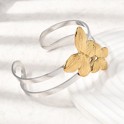 Two-Tone 304 Stainless Steel Cuff Bangles for Women BJEW-Z170-01GP-01-1