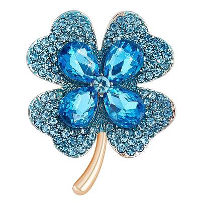 Cubic Zirconia Clover Brooch Pin JBR105E-1