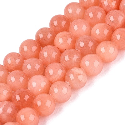 Natural Dyed Yellow Jade Gemstone Bead Strands G-R271-6mm-Y31-1
