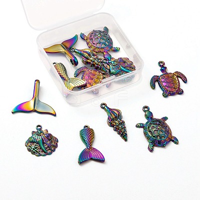 12Pcs 6 Style Ocean Themed Alloy Pendants FIND-LS0001-01-1