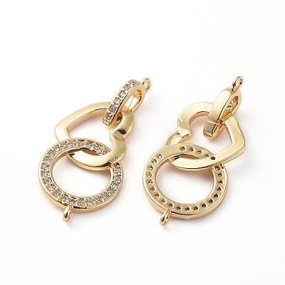 Brass Micro Pave Clear Cubic Zirconia Links Connectors X-ZIRC-L076-035G-1