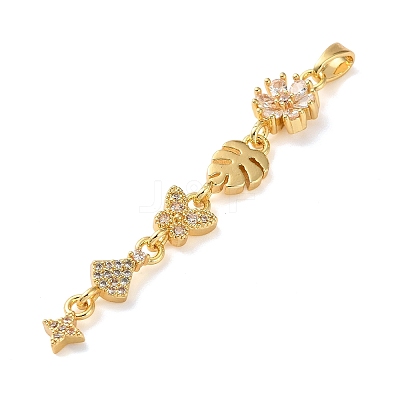 Brass Micro Pave Clear Cubic Zirconia Pendants LS-KK-D101-01B-G-1