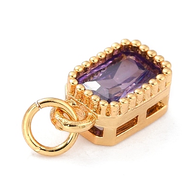 Real 18K Gold Plated Brass Inlaid Cubic Zirconia Charms LS-ZIRC-L100-075G-01-1