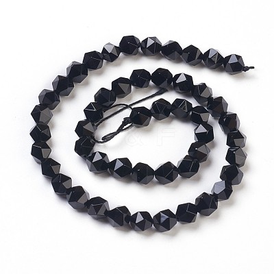 Natural Black Onyx Beads Strands G-K282-01B-1