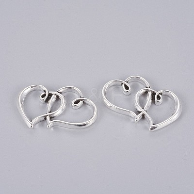 Tibetan Style Double Heart Links connectors TIBE-M029-02AS-LF-1