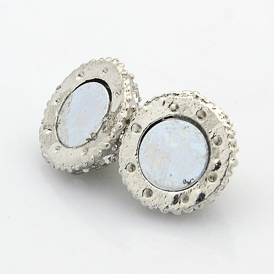 Platinum Plated Round Alloy Enamel Magnetic Clasps with Loops ENAM-P107-M-1