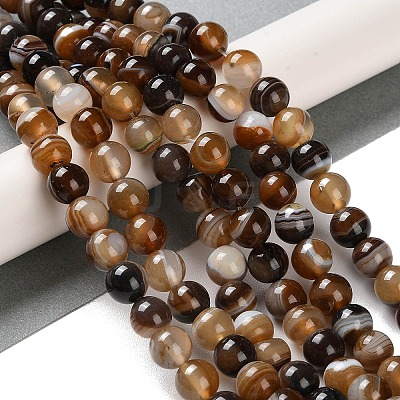 Natural Striped Agate/Banded Agate Beads Strands G-Z060-A01-B10-1